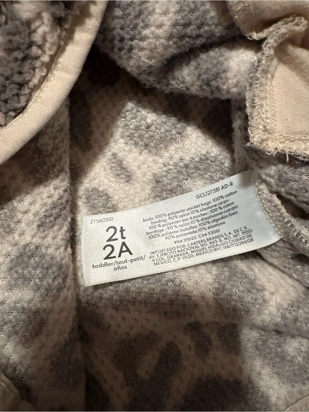 Carter’s Sherpa Leopard 3 Button Pullover Sweatshirt Toddler 2T